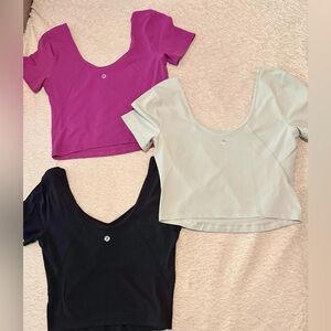 Lululemon Short Sleeve Align Crop Top Tees - Purple, Delicate Mint, Black
